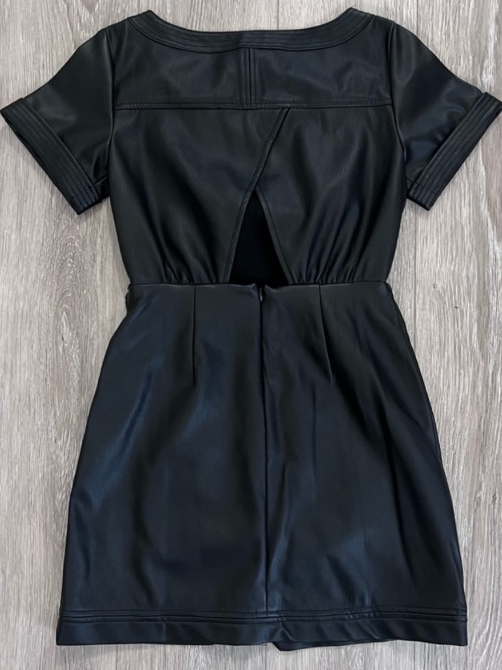 Anthropologie Black Faux Leather Mini Dress - Picture 10 of 16